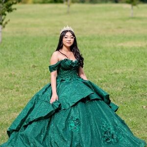 Emerald Green Off-Shoulder Ball Gown